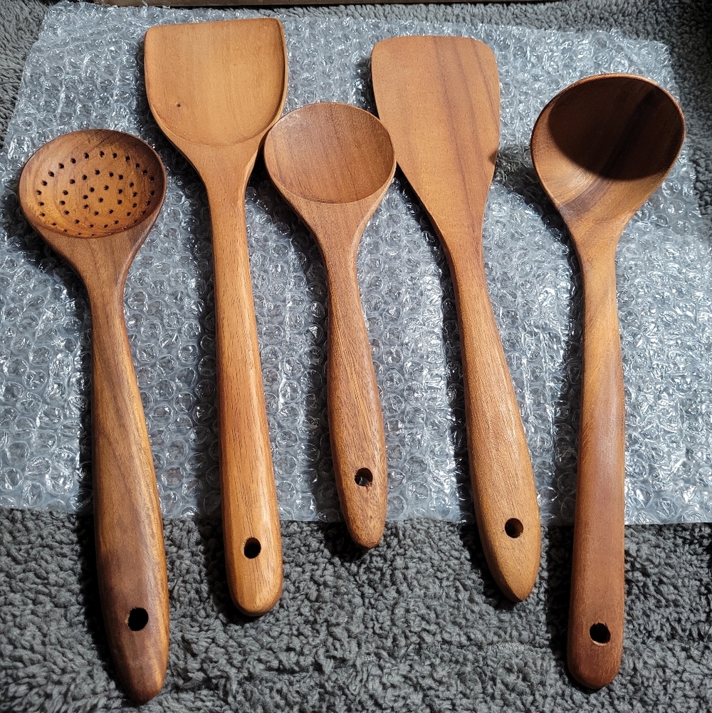 5pc Wooden Kitchen Utensil Cookware Set - Picture 1 of 2